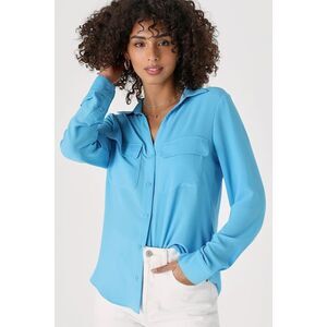 Lulus Sophisticated Season Blue Long Sleeve Button-up Top - Size S
